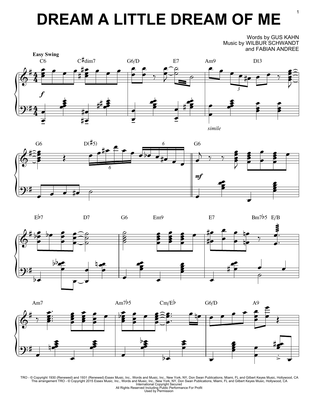 Produktbild zu: Dream A Little Dream Of Me [Jazz version] (arr. Brent Edstrom)