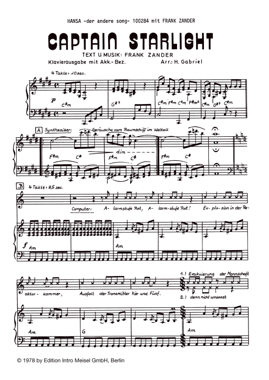 Produktgalerie: Seite 1 von 5 Captain Starlight, Zander, 	Frank, Klavier und Gesang