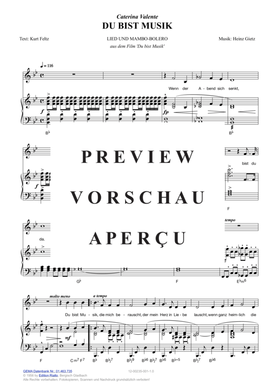 Produktgalerie: Seite 3 von 3 Du bist Musik , Valente, Caterina, Klavier und Gesang
