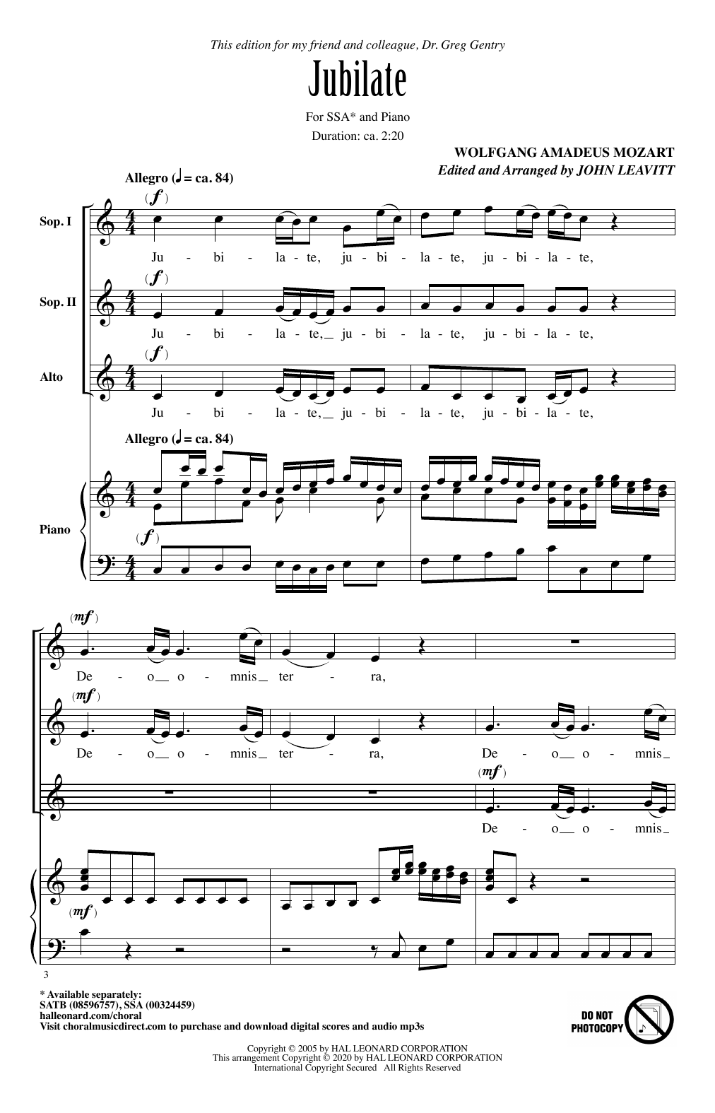 Produktgalerie: Seite 1 von 1 Jubilate (arr. John Leavitt), Wolfgang Amadeus Mozart, Chor