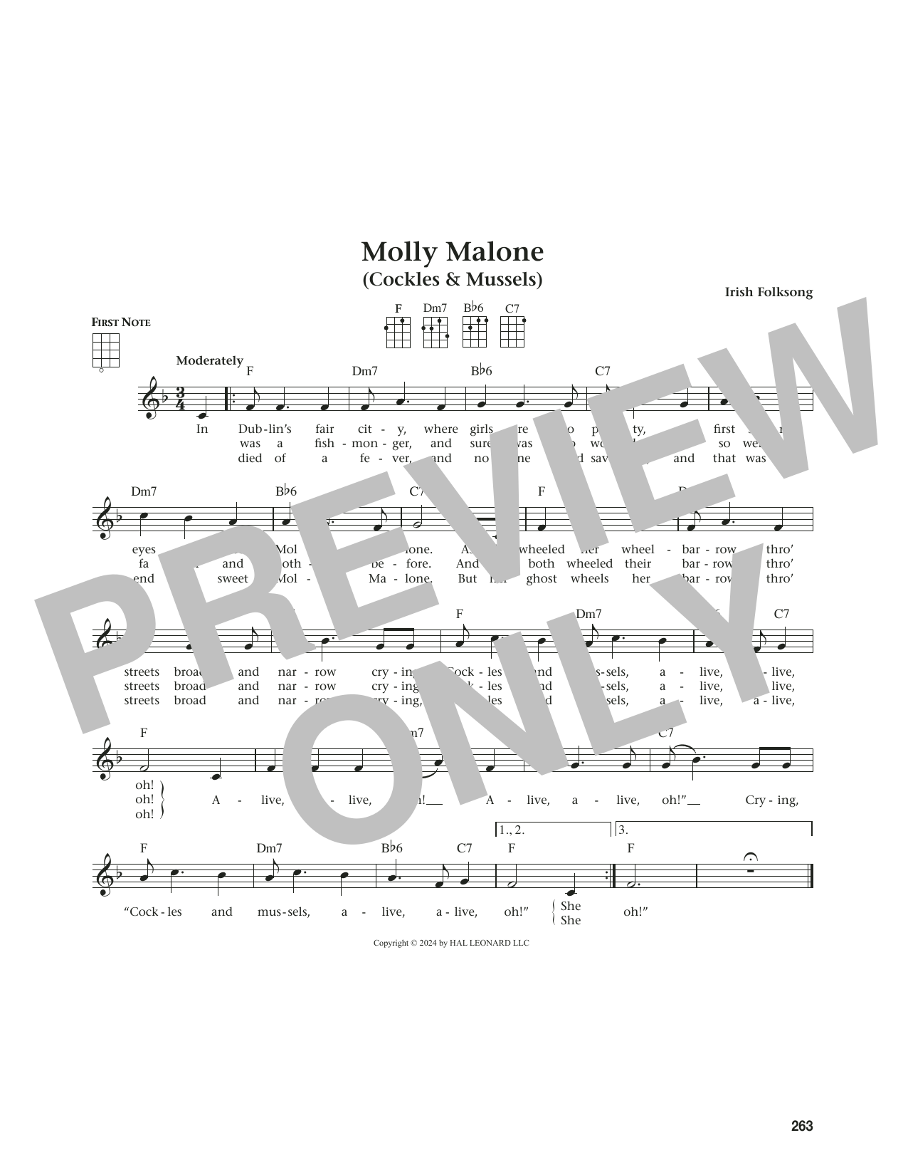 Produktgalerie: Seite 1 von 1 Molly Malone (Cockles & Mussels) (from The Daily Ukulele) (arr. Jim Beloff), Irish Folksong, Ukulele