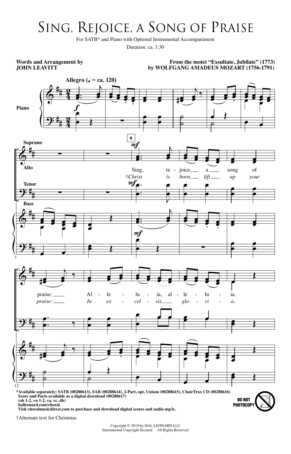 Produktbild zu: Sing, Rejoice A Song Of Praise (arr. John Leavitt)