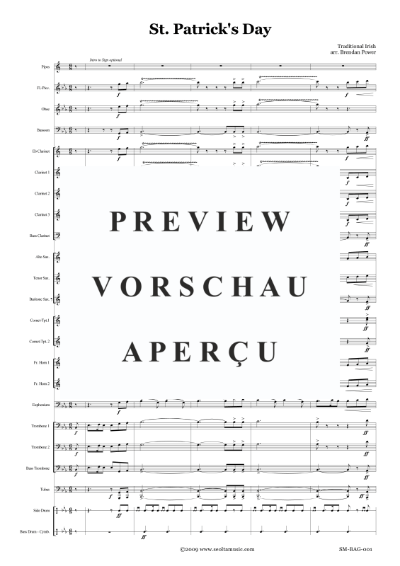 Produktgalerie: Seite 4 von 11 St. Patricks Day (band and optional bagpipes), , Concert Band und Dudelsack Solo