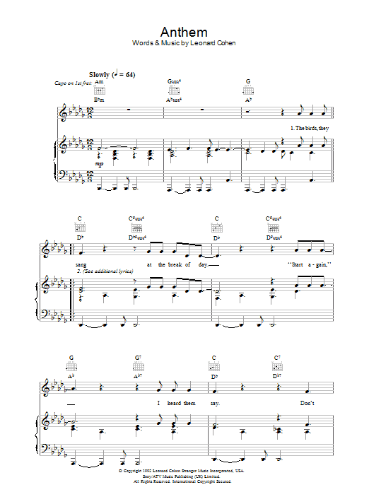 Produktgalerie: Seite 1 von 1 Anthem, Leonard Cohen, Gesang, Gitarre, Klavier