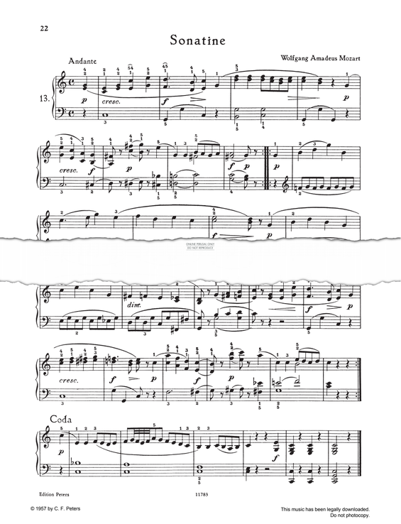 Produktgalerie: Seite 1 von 1 Sonatina C-major, Wolfgang Amadeus Mozart, Klavier