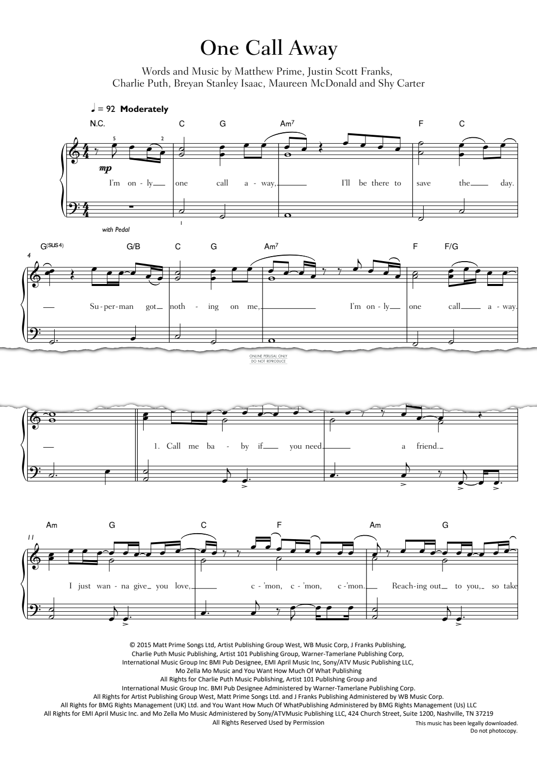 gallery: One Call Away, Charlie Puth, Klavier