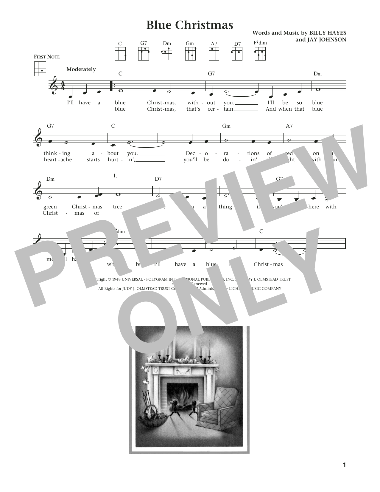 Product gallery: Page 1 of 1 Blue Christmas (from The Daily Ukulele) (arr. Liz and Jim Beloff), Elvis Presley