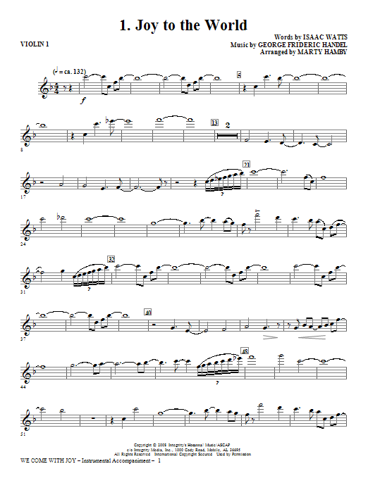 Product gallery: Page 1 of 1 We Come With Joy Orchestration - Violin 1, Marty Hamby