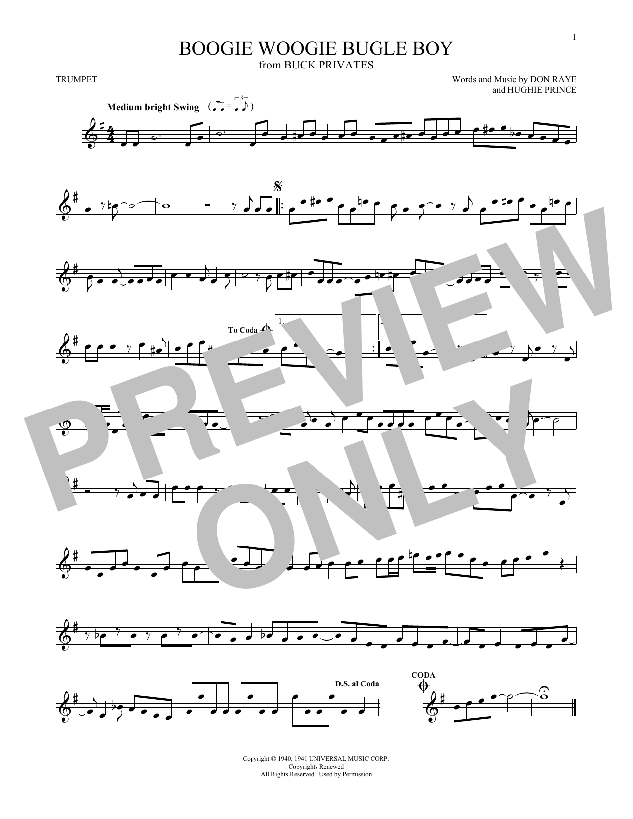 Produktgalerie: Seite 1 von 1 Boogie Woogie Bugle Boy, Andrews Sisters, Trompete