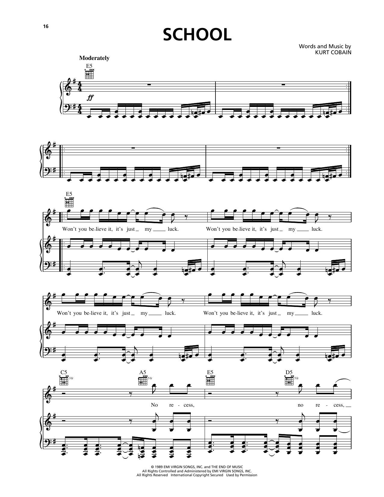 Produktgalerie: Seite 1 von 1 School, Nirvana, Gesang, Gitarre, Klavier