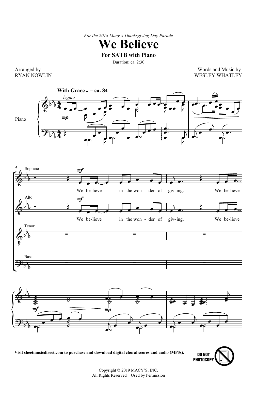 Product picture to: We Believe (arr. Ryan Nowlin)
