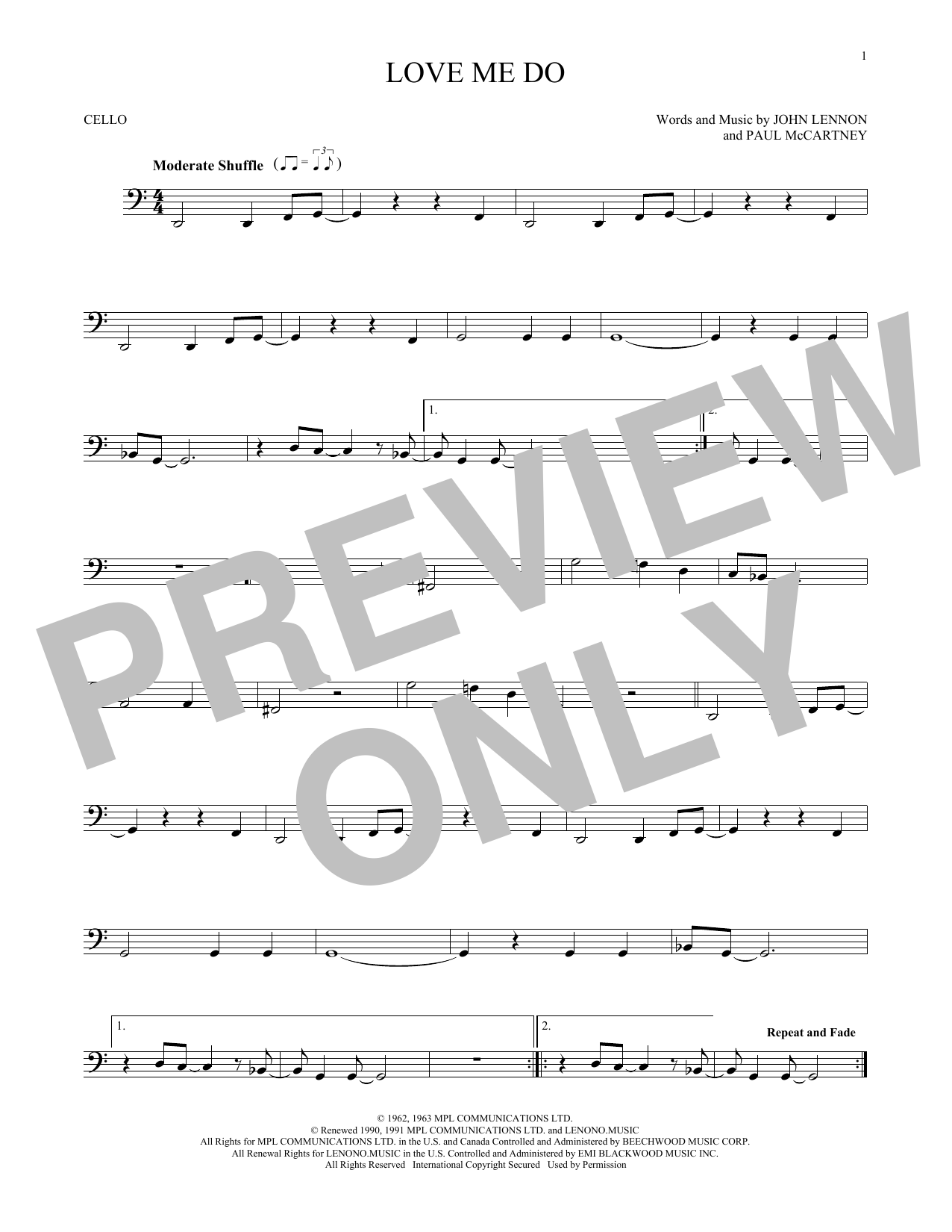 Produktgalerie: Seite 1 von 1 Love Me Do, The Beatles, Violoncello