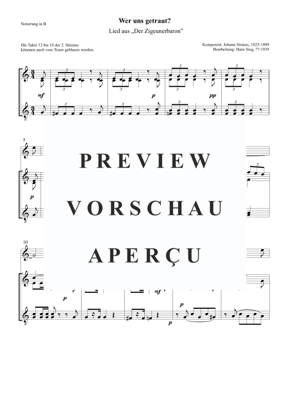 Product gallery: Page 4 of 5 Wer uns getraut? (Lied aus „Der Zigeunerbaron”), , Solo and Trombone Choir