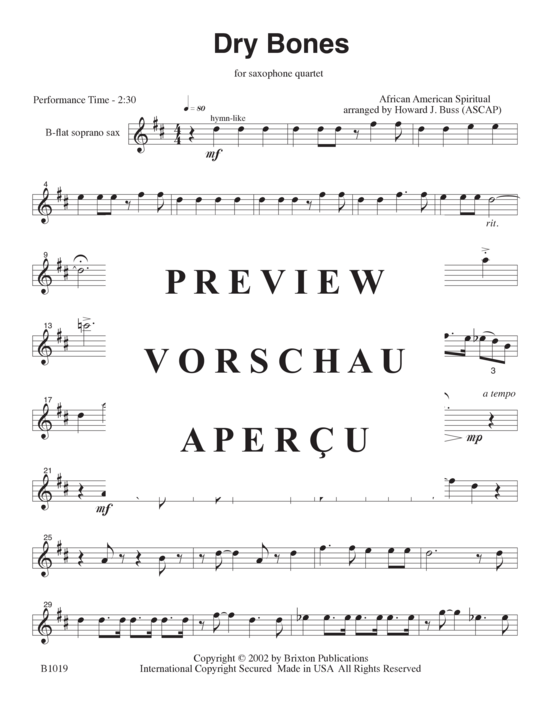 Product gallery: Page 8 of 15 Dry Bones , , (4 saxophone quartet SATB)