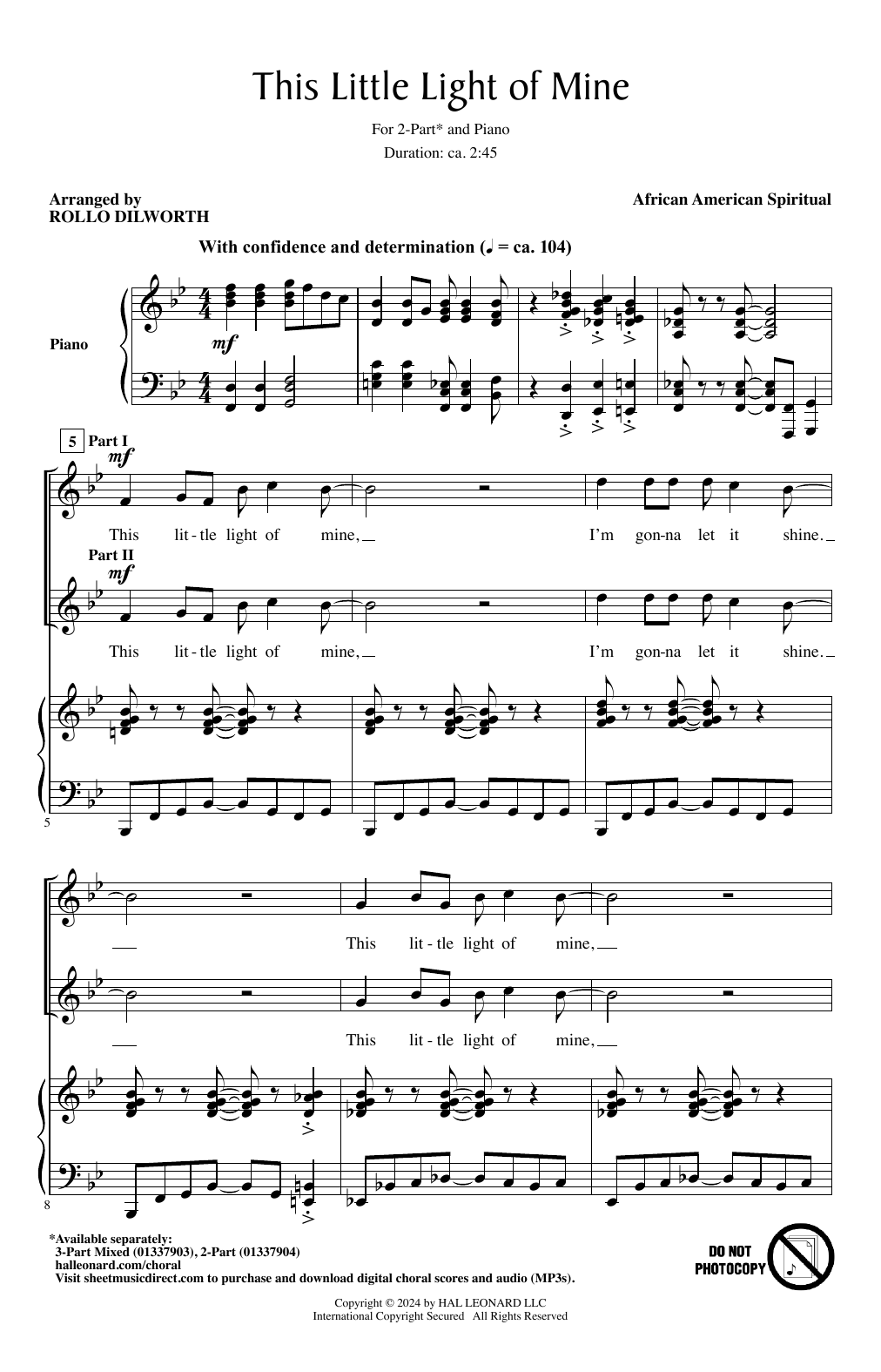 Produktbild zu: This Little Light Of Mine (arr. Rollo Dilworth)