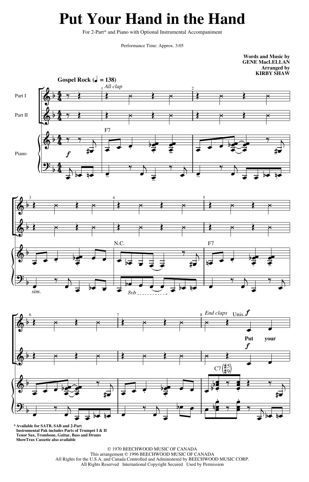 Product picture to: Put Your Hand In The Hand (arr. Kirby Shaw)
