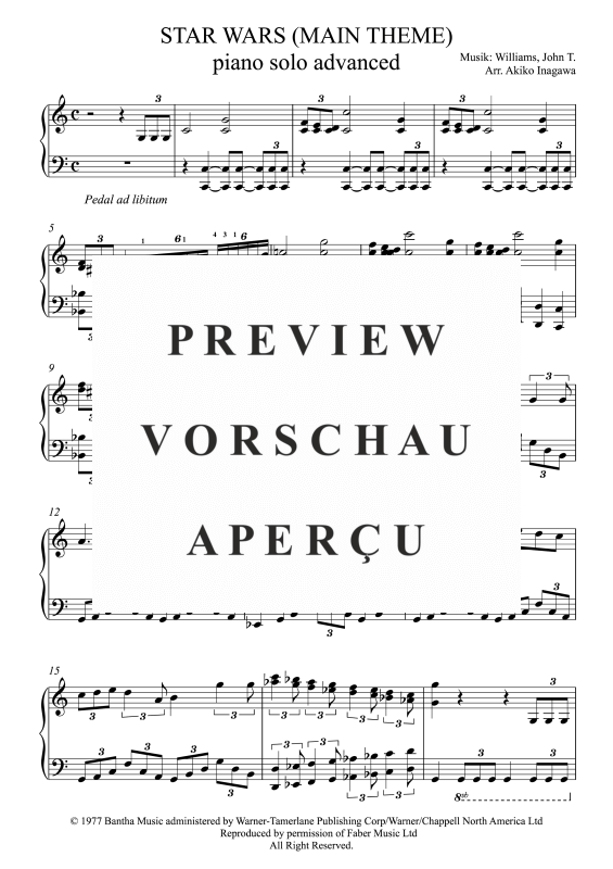 Produktgalerie: Seite 2 von 4 Star Wars - Main Theme, Inagawa, Akiko, Klavier Solo - Advanced in C