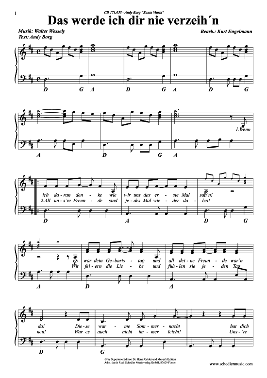 Produktgalerie: Seite 1 von 4 Das werde ich dir nicht verzeihn , Borg, Andy, Klavier und Gesang