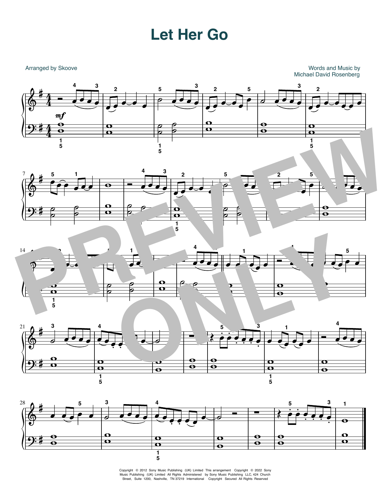 Product picture to: Let Her Go (arr. Skoove)