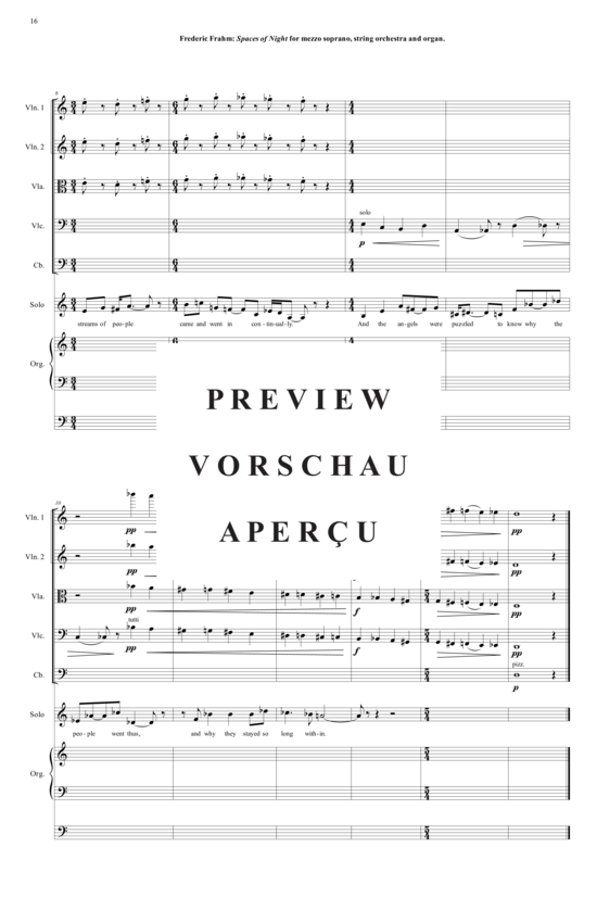 Product gallery: Page 17 of 21 Spaces of Night , , (mezzo soprano, organ + string orchestra)