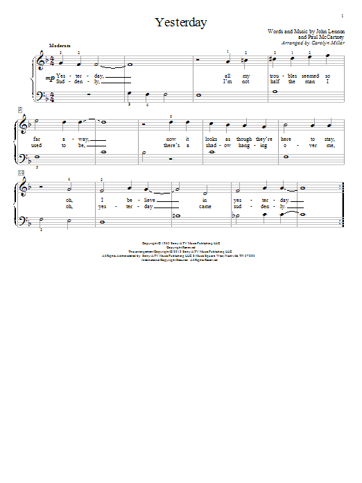 Produktgalerie: Seite 1 von 1 Yesterday, Carolyn Miller, Klavier