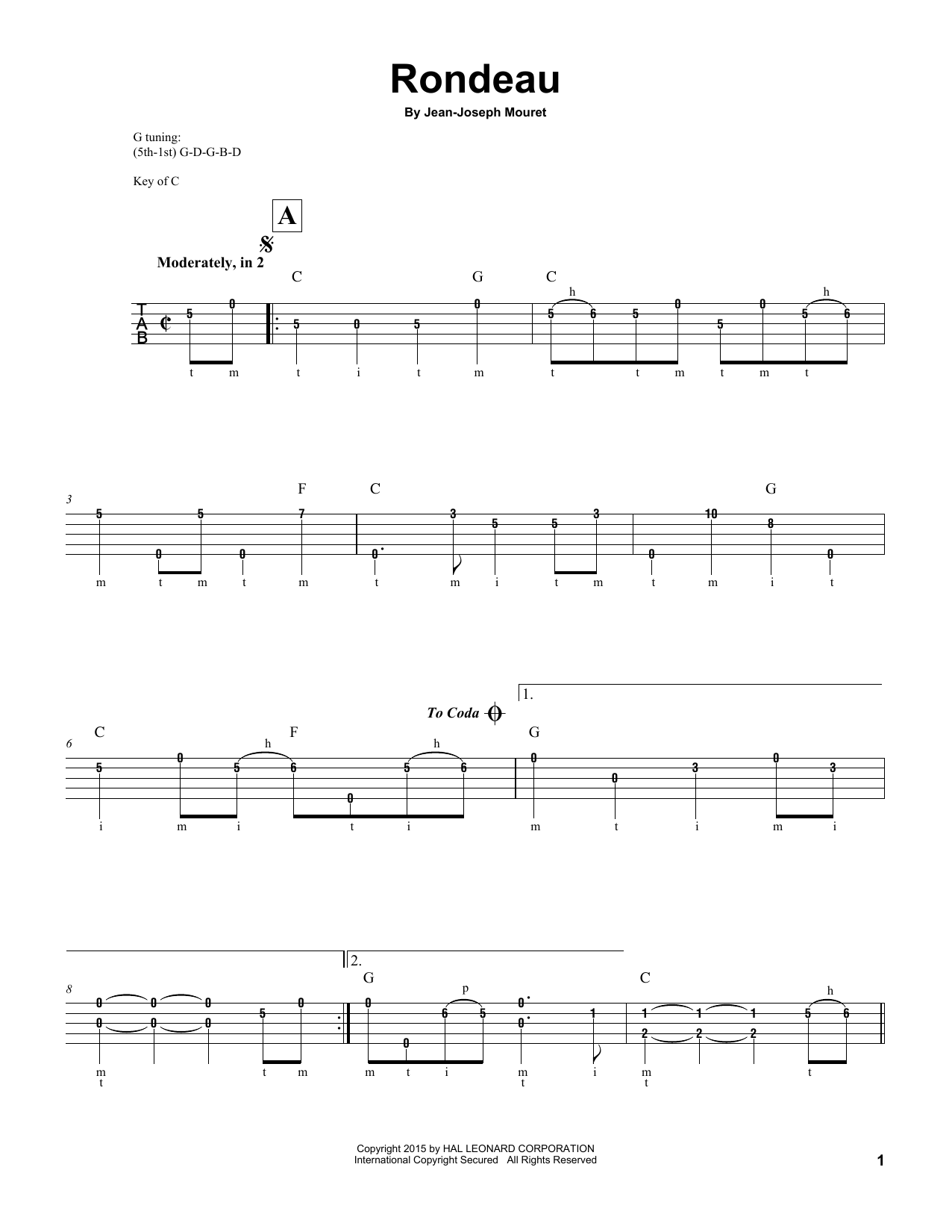 Produktgalerie: Seite 1 von 1 Fanfare Rondeau, Jean-Joseph Mouret, Banjo