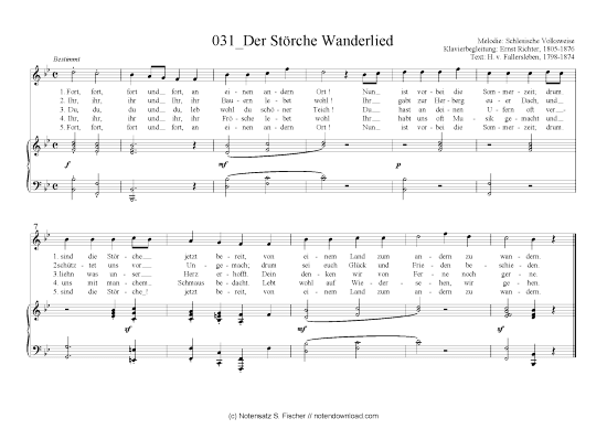 Product picture to: Der Störche Wanderlied Schlesische Volksweise