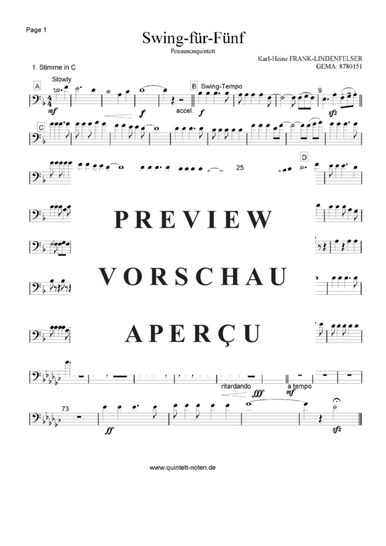 Product gallery: Page 6 of 14 Swing für Fünf , , (Trombone/Tenor Horn Quintet)