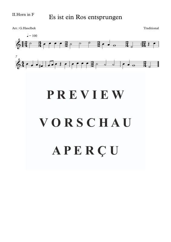 Produktgalerie: Seite 5 von 8 Es ist ein Ros entsprungen, , (Blechbläserquartett)