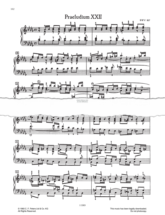 Produktbild zu: Prelude And Fugue No.22 in Bb minor, BWV 867 (from 'The Well-Tempered Klavier Book I')