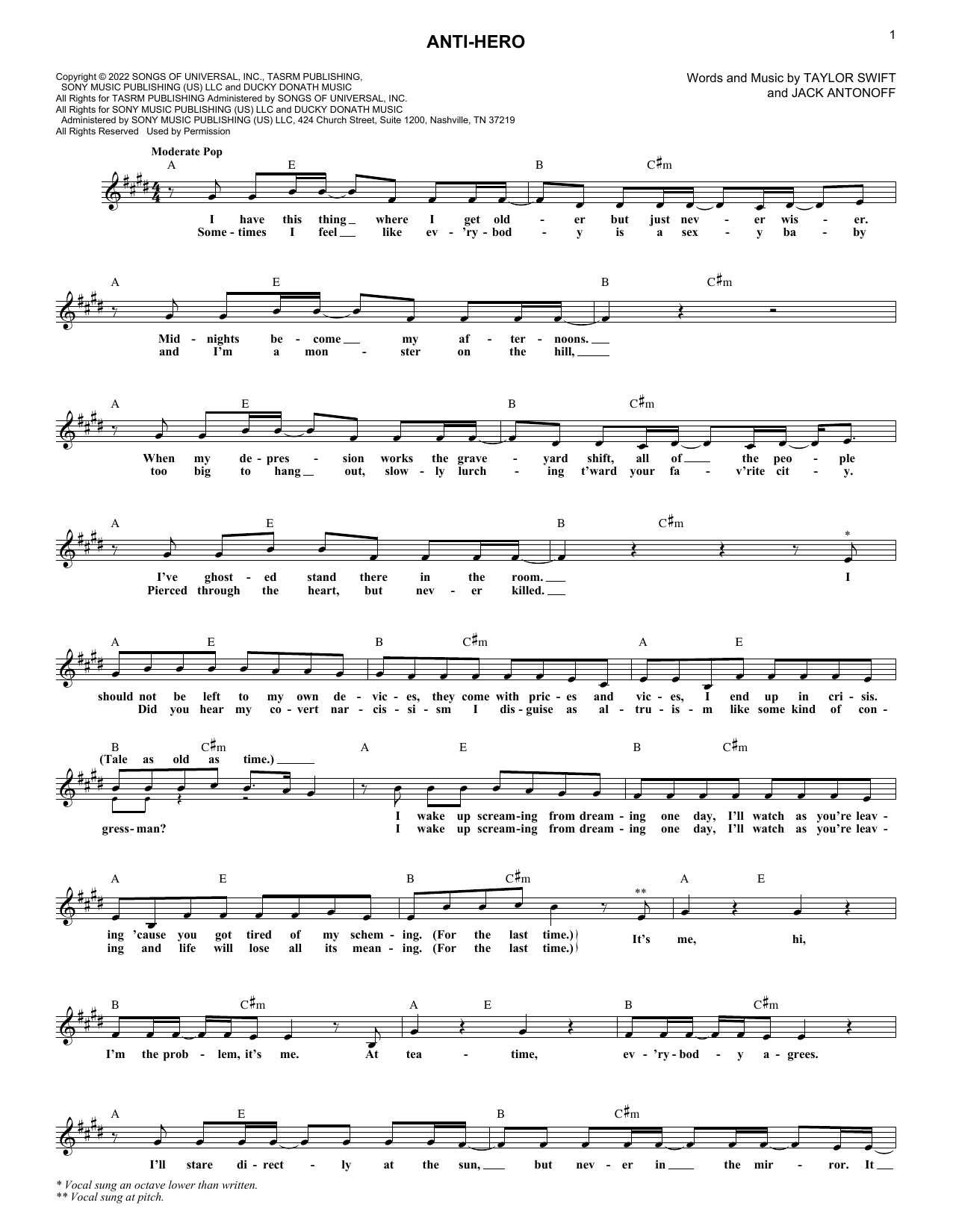 Product picture to:  Anti-Hero - Taylor Swift