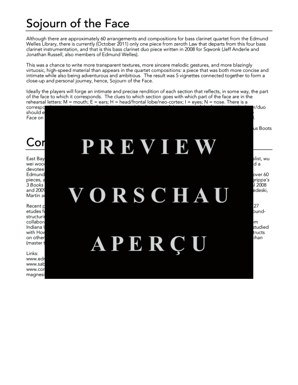 Product gallery: Page 4 of 11 Sojourn of the Face, , (clarinet duet 2x bass clarinet)