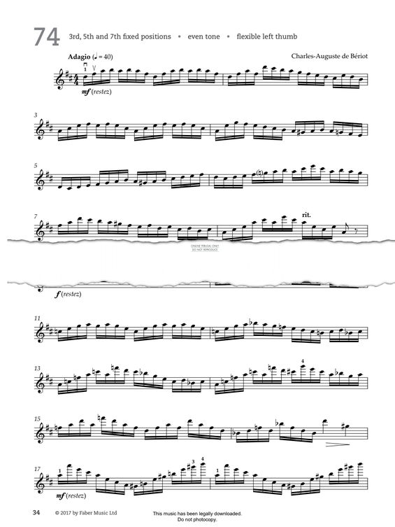 Produktgalerie: Seite 1 von 1 Study No.74 Adagio (from '80 Graded Studies For Violin Book Two'), Charles-Auguste de Bériot, Violine