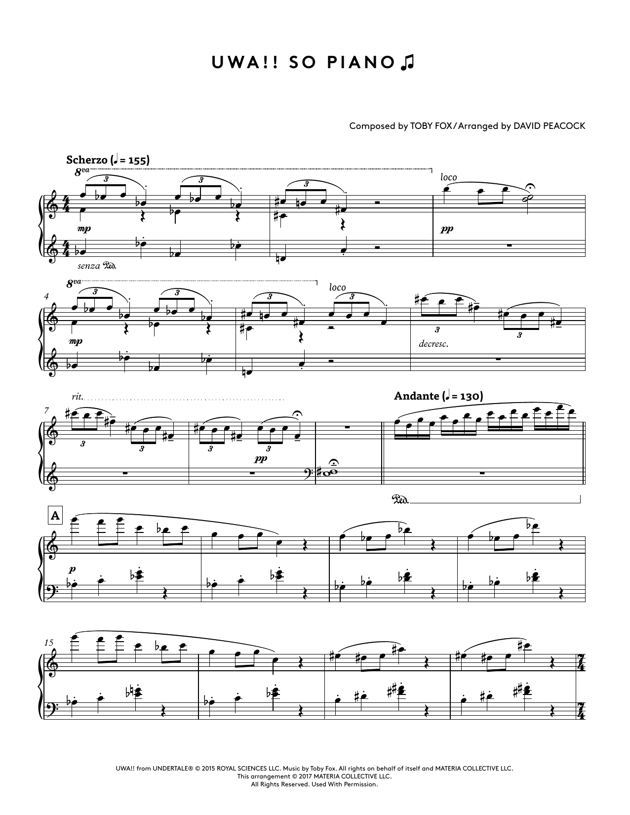 Produktbild zu: Uwa!! So Piano (from Undertale Piano Collections) (arr. David Peacock)