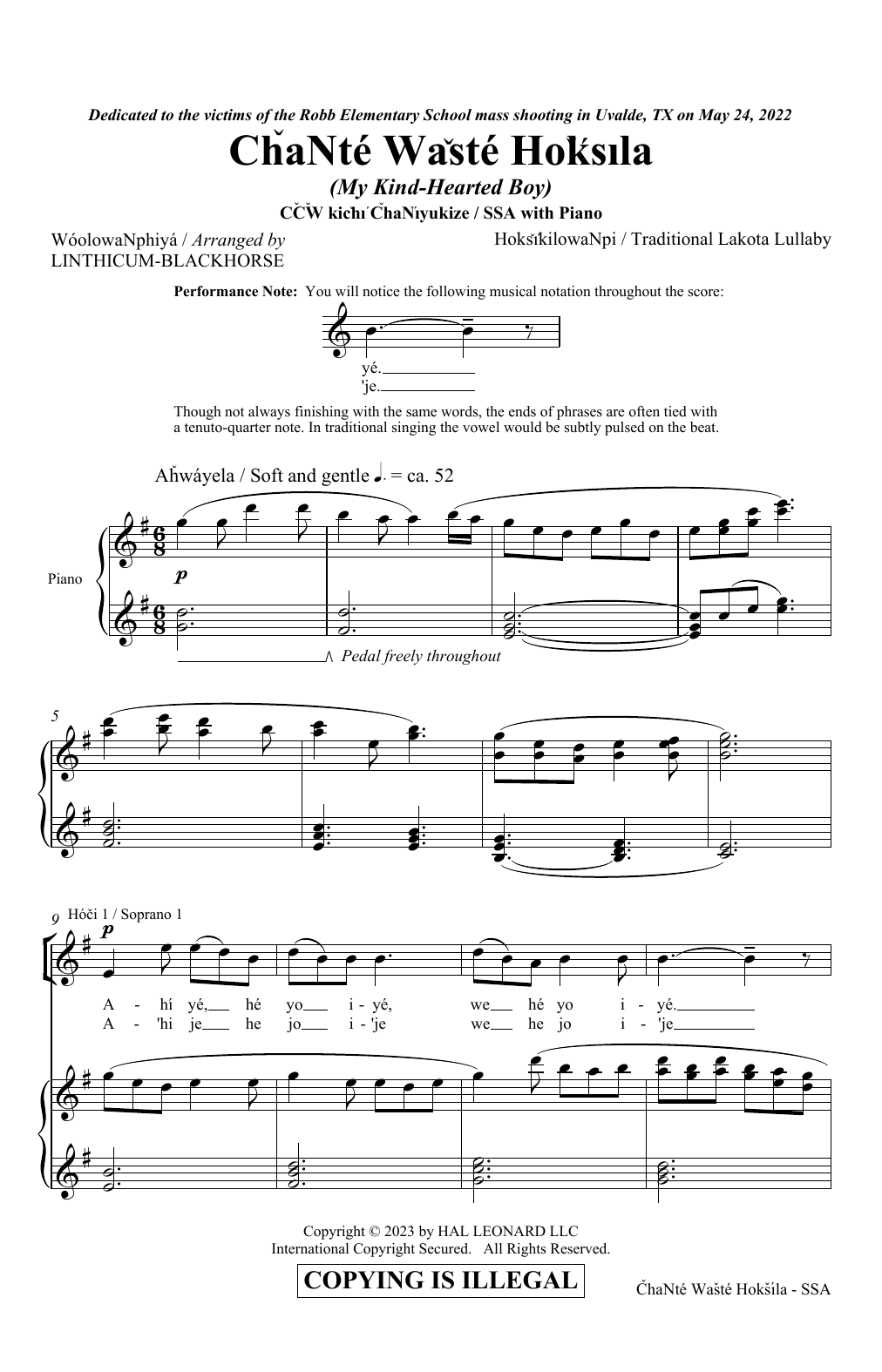 Produktgalerie: Seite 1 von 1 Chante Waste Hoksila (My Kind-Hearted Boy) (arr. Linthicum-Blackhorse), Traditional Lakota Lullaby, Chor