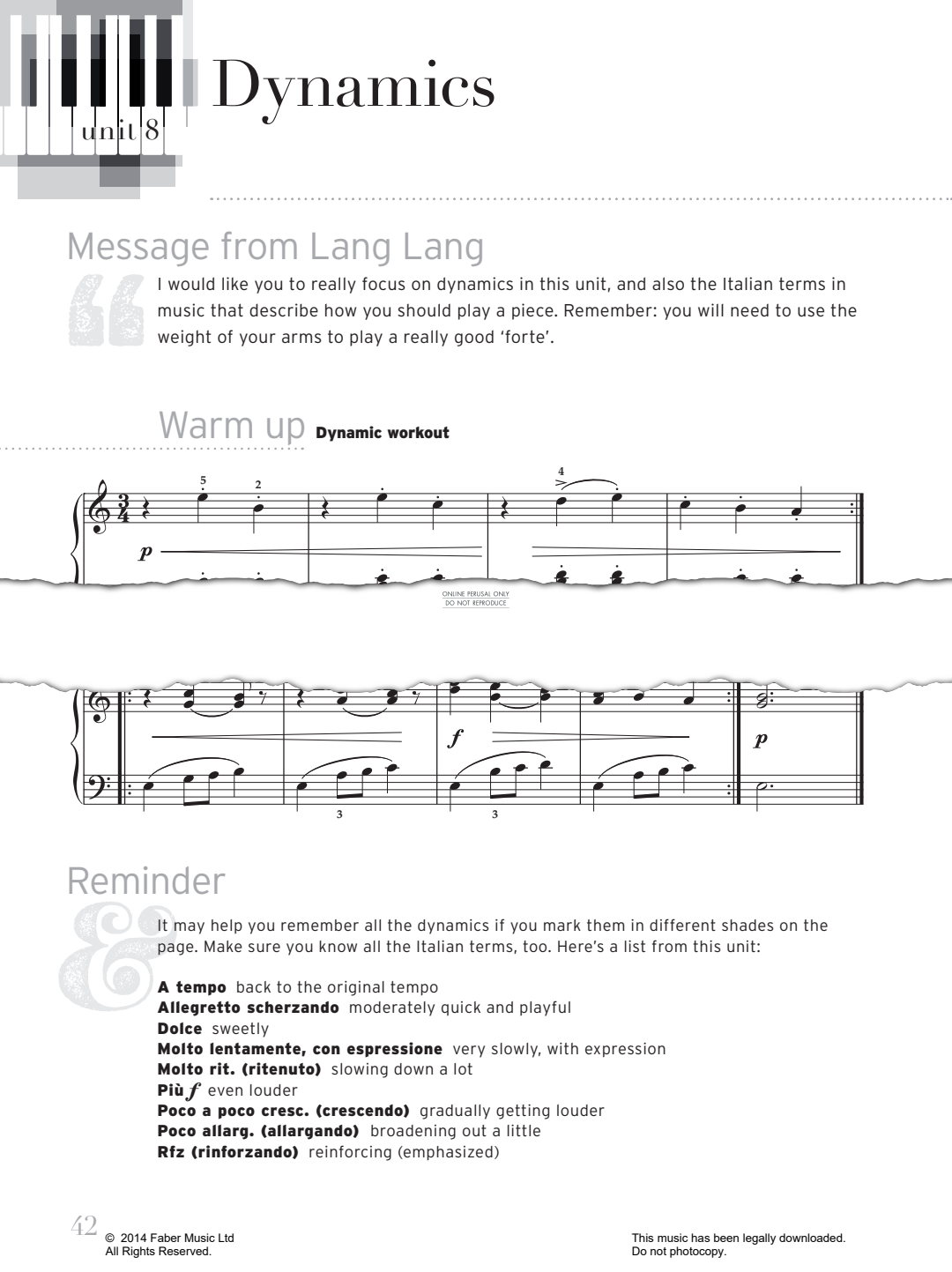 Produktgalerie: Seite 1 von 1 Warm Up - Playing With Dynamics, Lang Lang, Klavier