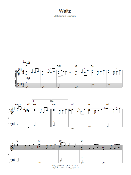 Produktgalerie: Seite 1 von 1 Waltz Op. 39, No. 15, Johannes Brahms, Klavier