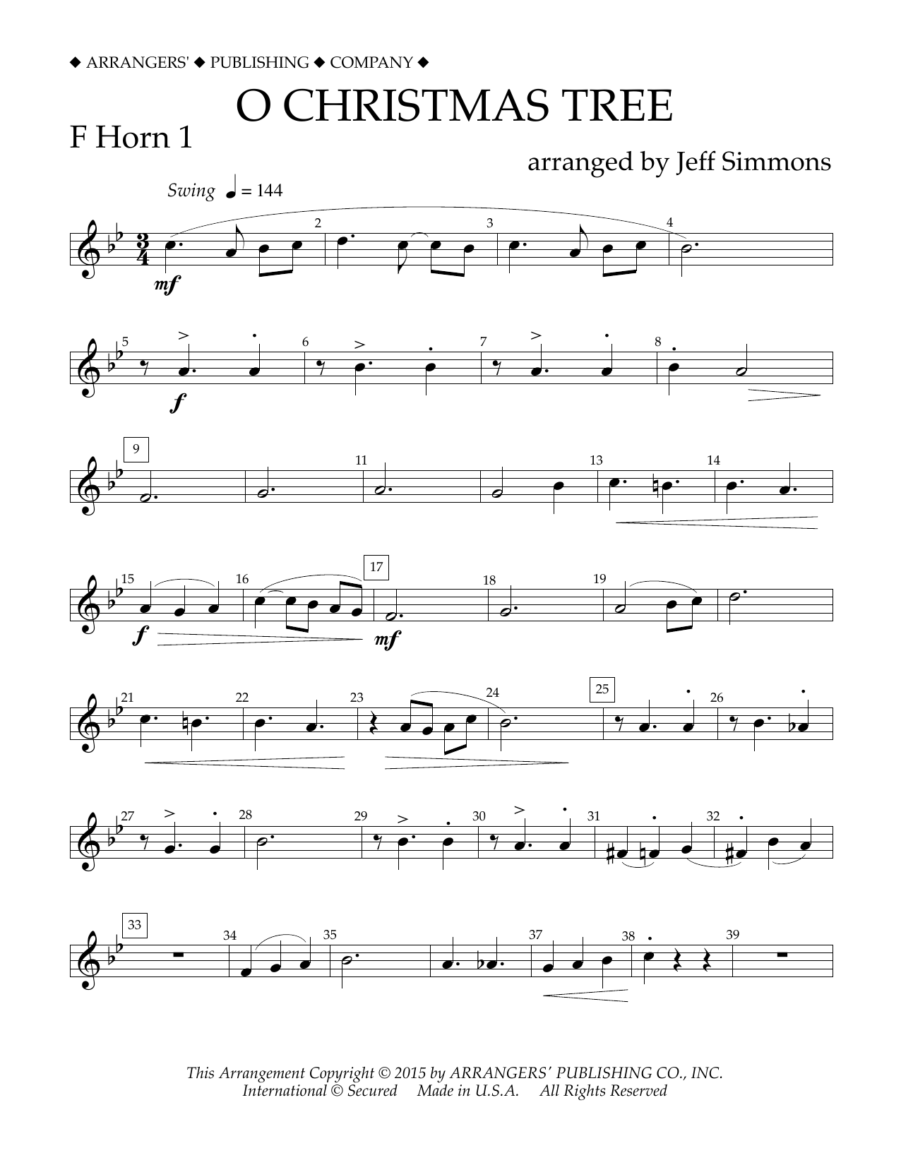 Product gallery: Page 1 of 1 O Christmas Tree - F Horn 1, Jeff Simmons