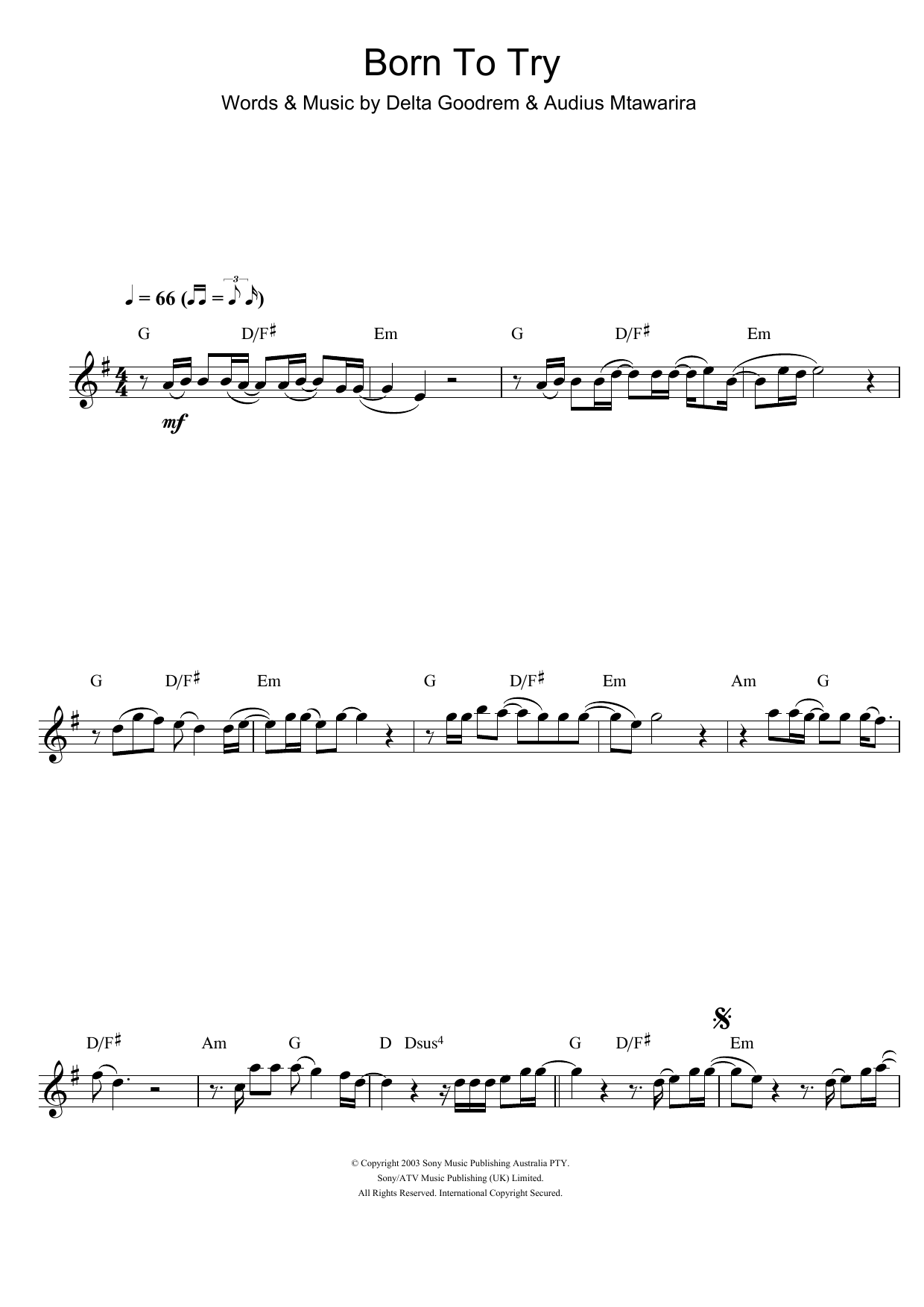 Product gallery: Page 1 of 1 Born To Try, Delta Goodrem