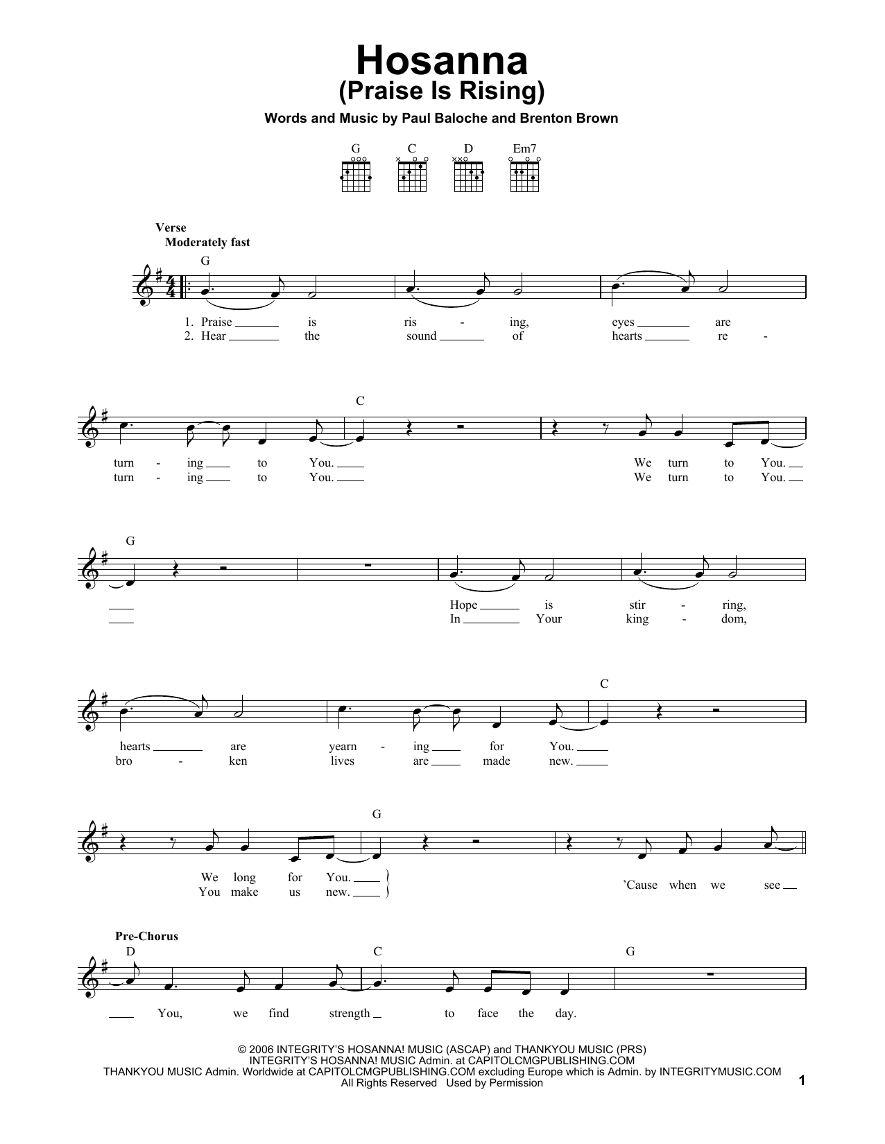 Produktgalerie: Seite 1 von 1 Hosanna (Praise Is Rising), Brenton Brown, Gitarre