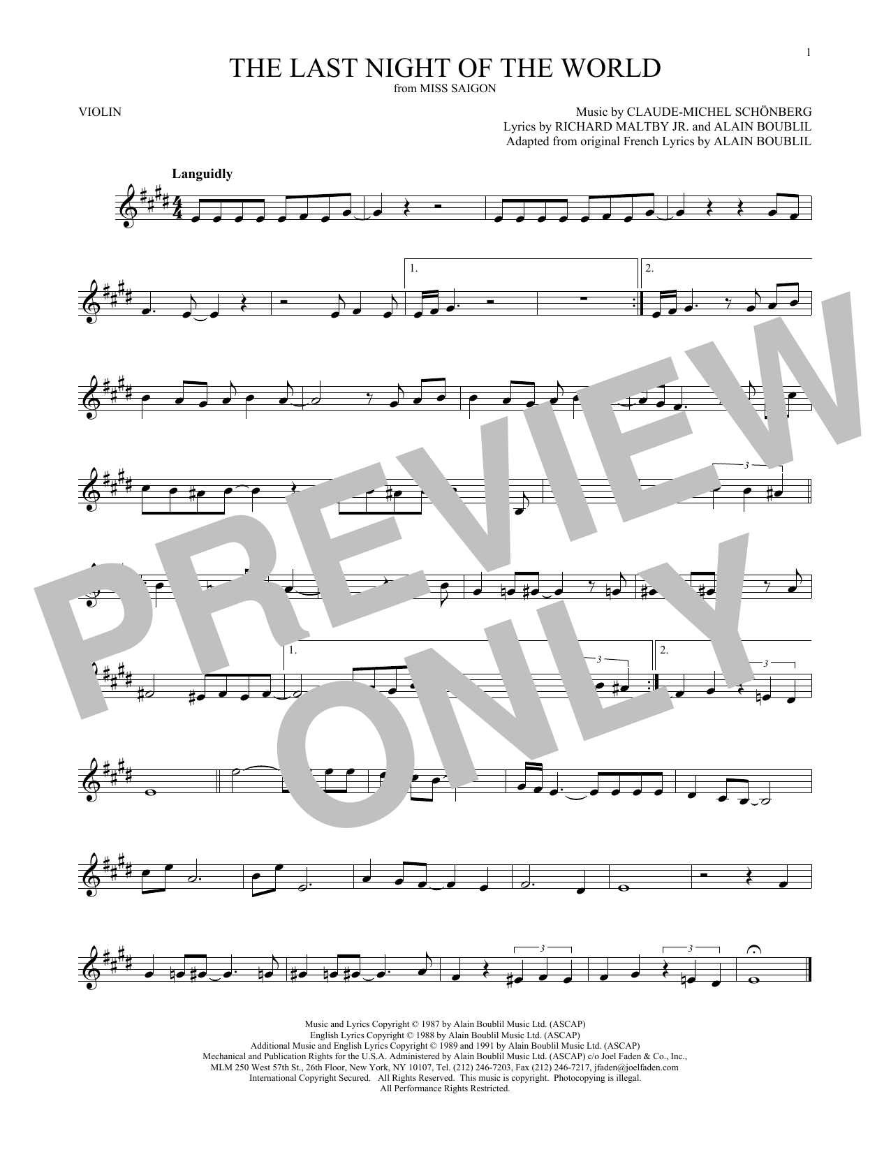 Product gallery: Page 1 of 1 The Last Night Of The World, Claude-Michel Schonberg