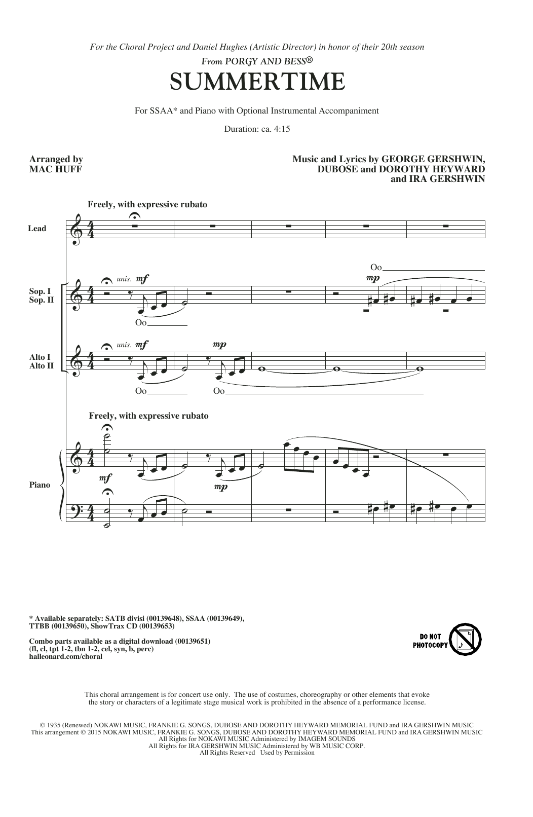 Produktgalerie: Seite 1 von 1 Summertime (arr. Mac Huff), George Gershwin, Chor