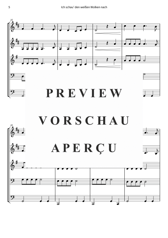 Produktgalerie: Seite 7 von 11 Ich schau´ den weißen Wolken nach, Nana Mouskouri, (Blechbläserquintett)