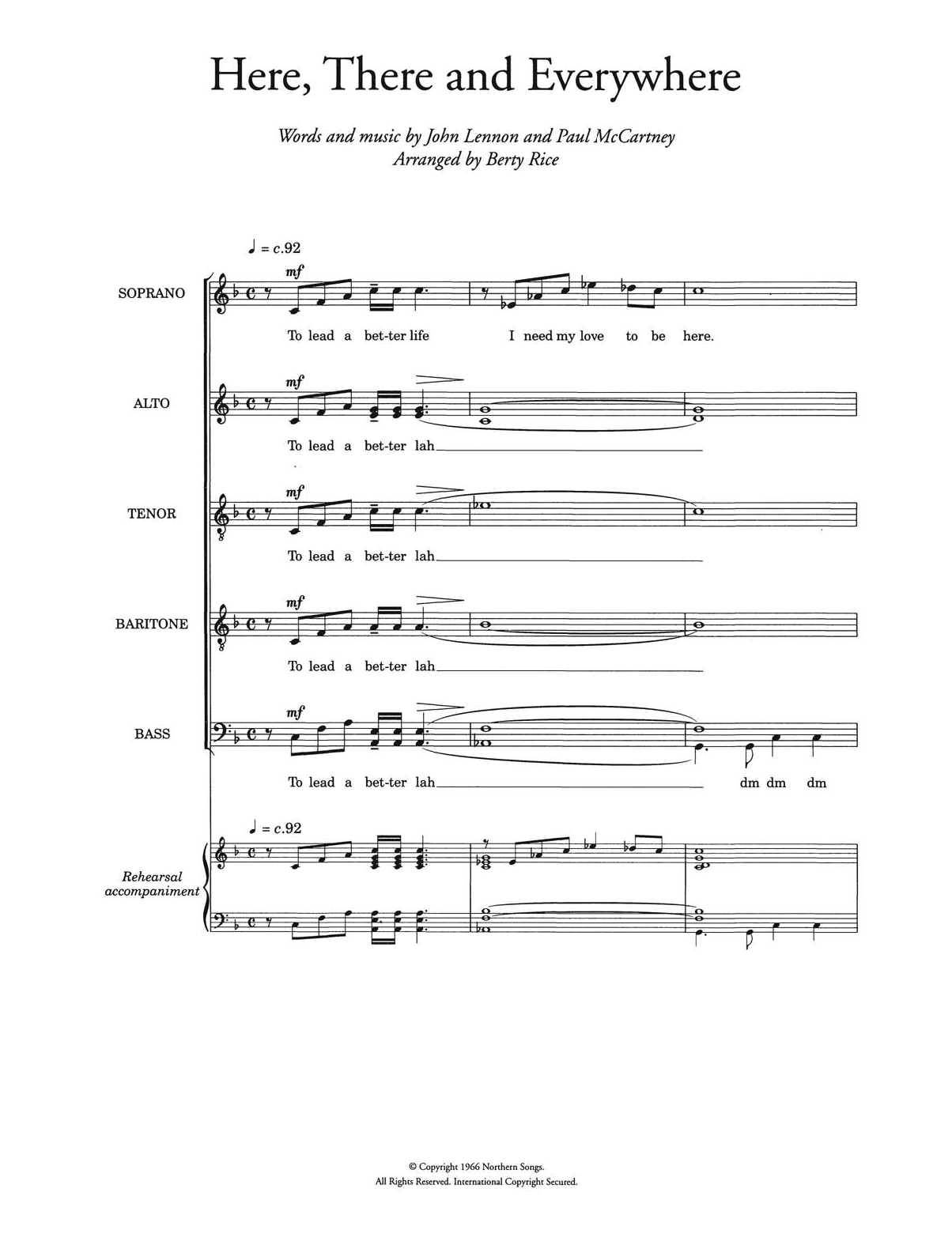 Produktbild zu: Here, There And Everywhere (arr. Berty Rice)