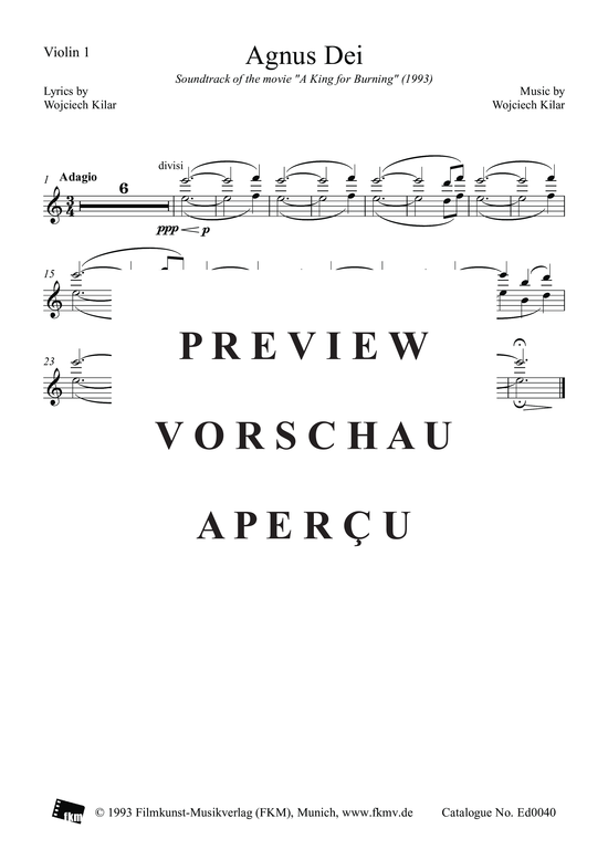 Product gallery: Page 4 of 6 König der letzten Tage - Agnus Dei: Violine 1, , Violin