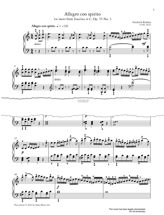 Produktgalerie: Seite 1 von 1 Allegro con spirito (1st movt from Sonatina in C, Op. 55 No. 3), Friedrich Kuhlau, Klavier