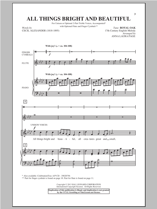 Product picture to: All Things Bright And Beautiful (arr. Anna Laura Page)