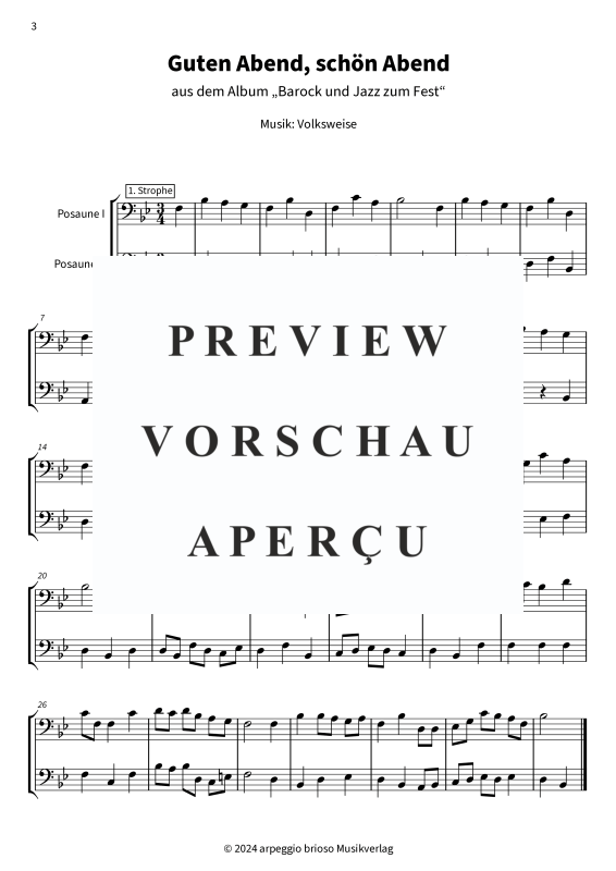 Product gallery: Page 1 of 7 Guten Abend, schön Abend - aus dem Album Barock und Jazz zum Fest, , (Duet 2x trombone)