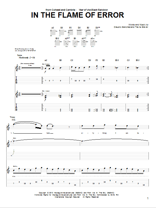 Produktgalerie: Seite 1 von 1 In The Flame Of Error, Coheed And Cambria, Gitarre