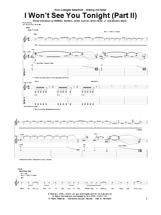 Product gallery: Page 1 of 1 I Won't See You Tonight (Part II), Avenged Sevenfold